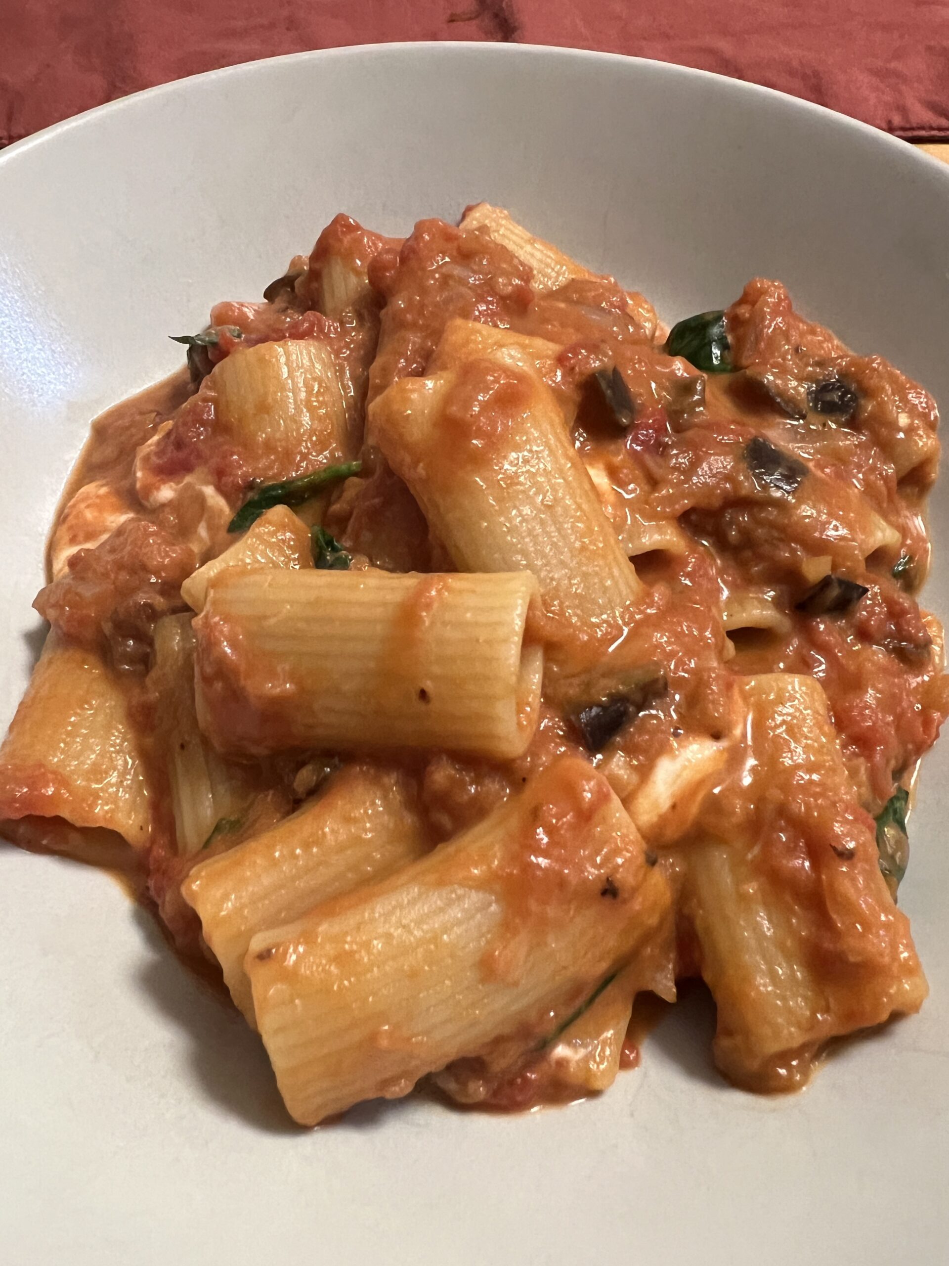 Eggplant basil Rigatoni